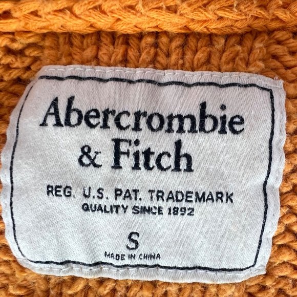 Abercrombie & Fitch Cable Knit Sweater Gold Orange Crewneck size S Women - Picture 5 of 5